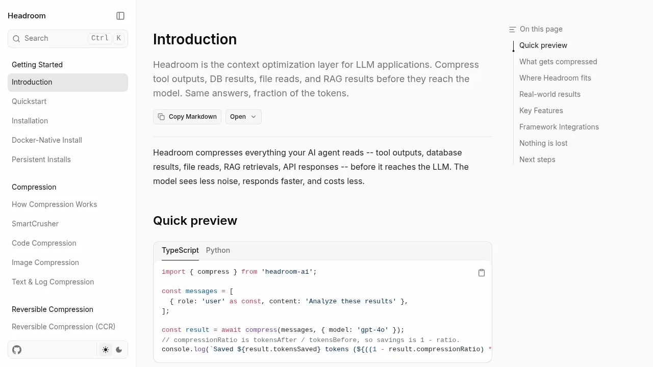 Screenshot of Headroom website