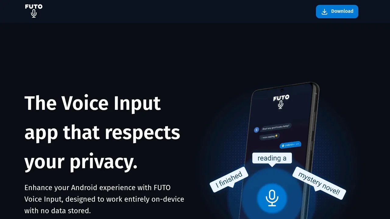 Screenshot of FUTO Voice Input website