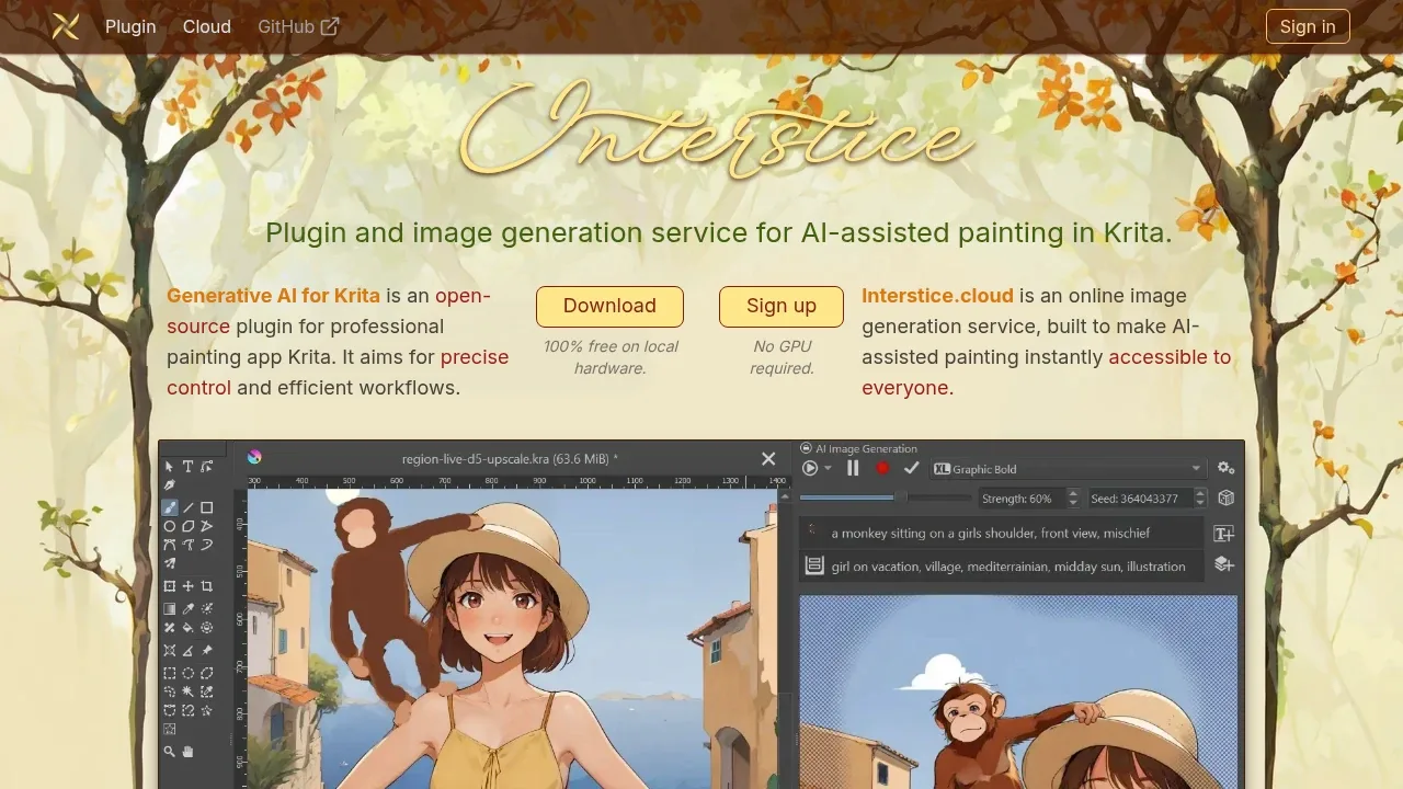 Screenshot of Krita AI Diffusion website