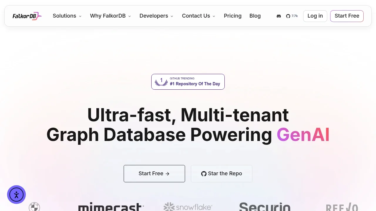 Screenshot of FalkorDB website