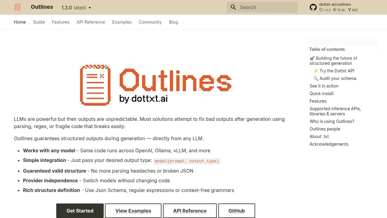 Screenshot of Outlines website