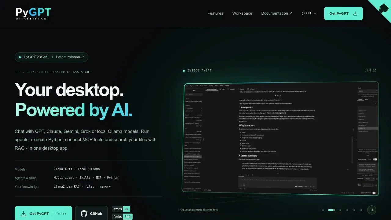 Screenshot of PyGPT website