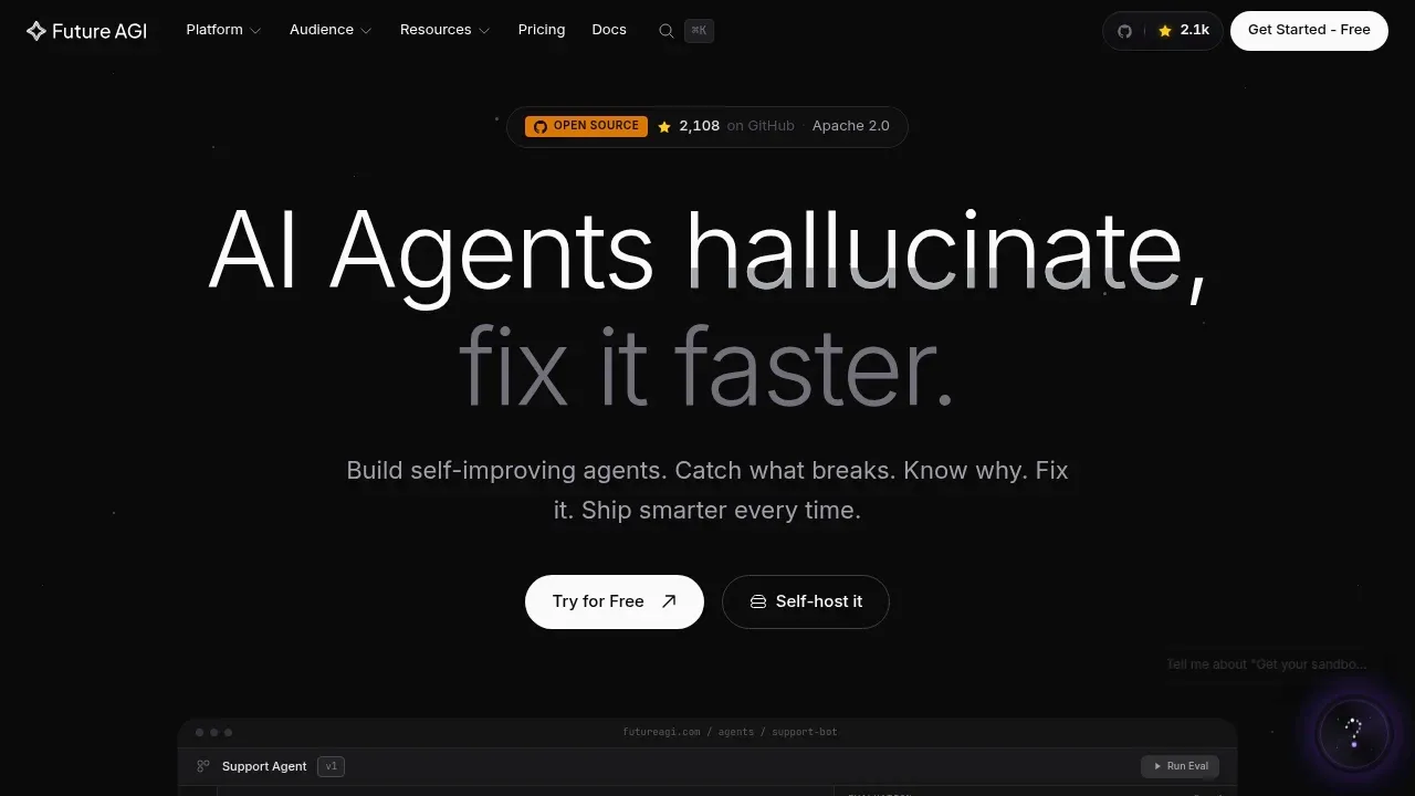 Screenshot of Future AGI website