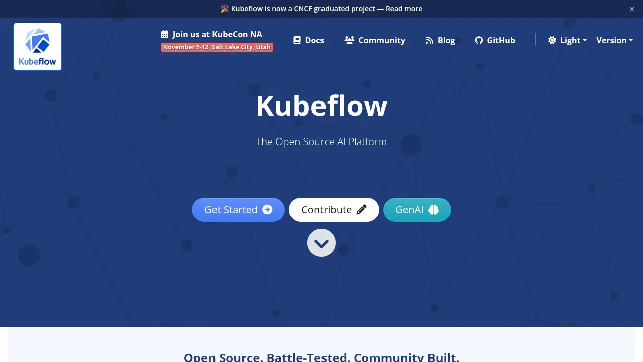 Screenshot of Kubeflow website