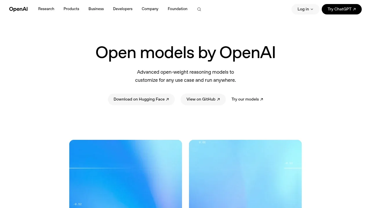 Screenshot of gpt-oss website