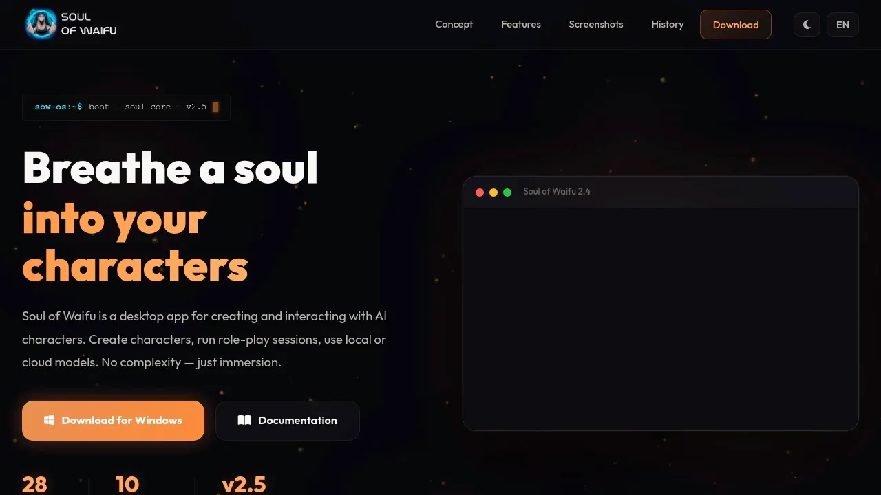 Screenshot of Soul-of-Waifu website