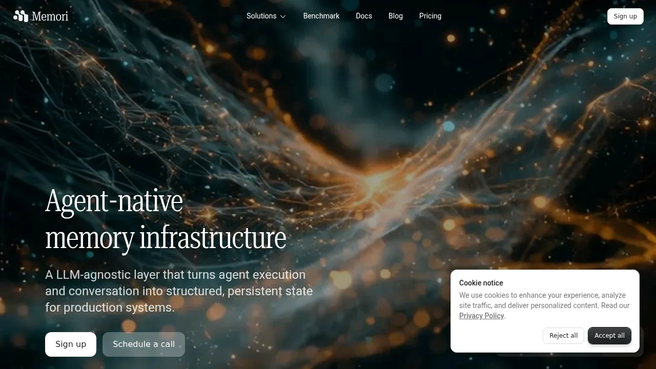 Screenshot of Memori website