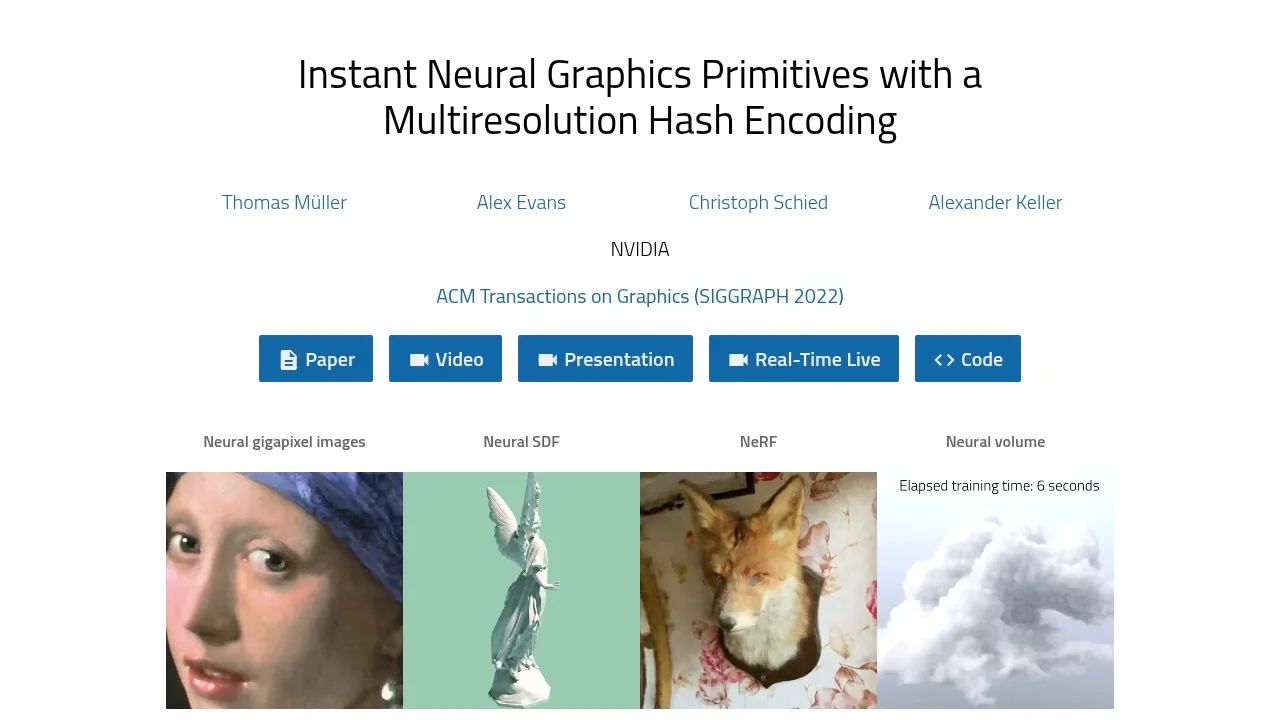 Screenshot of Instant NGP website