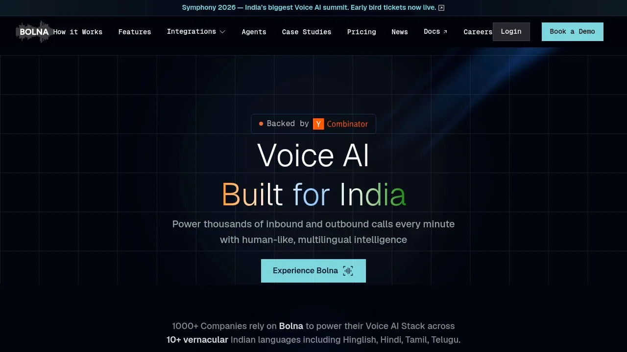 Screenshot of Bolna website