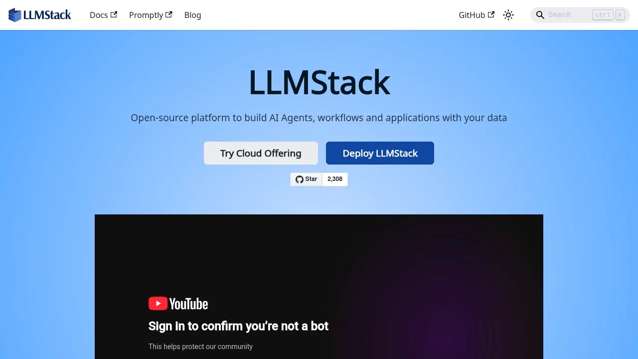 Screenshot of LLMStack website