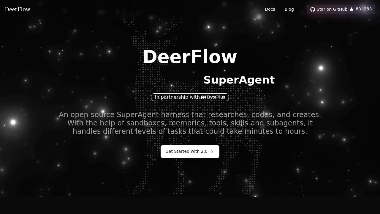Screenshot of DeerFlow website