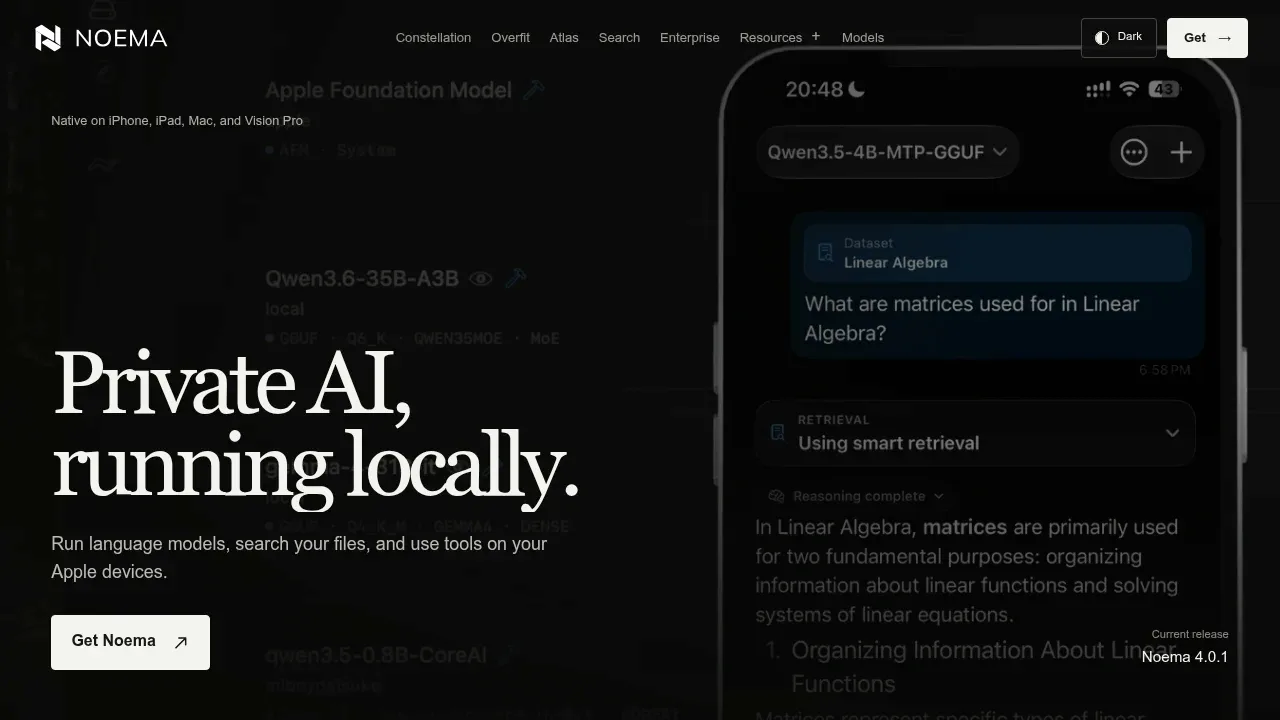 Screenshot of Noema website