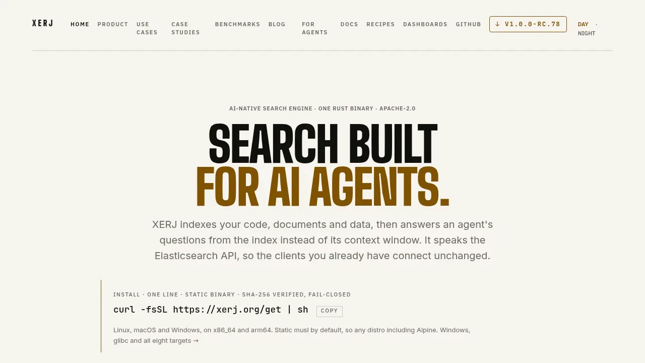 Screenshot of XERJ website