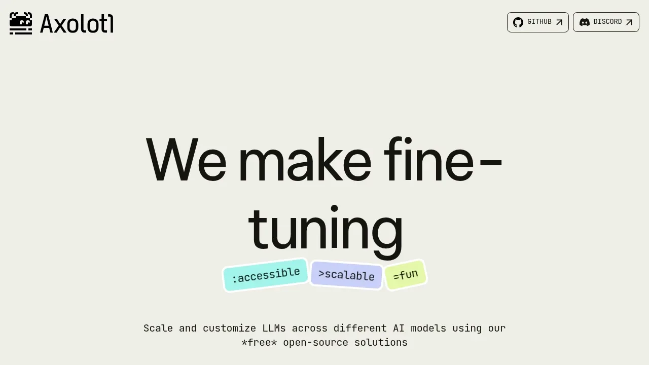 Screenshot of Axolotl website