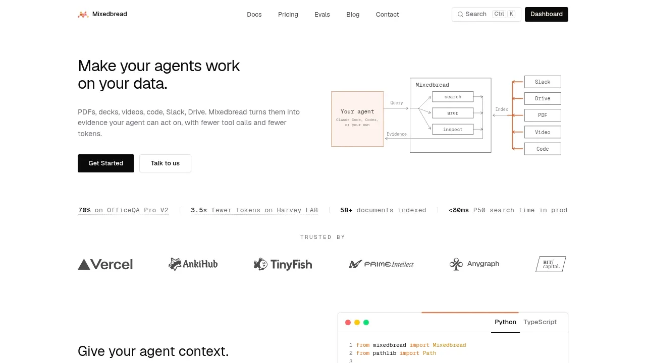 Screenshot of mxbai-embed website