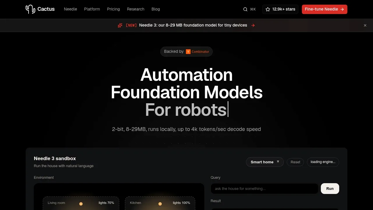 Screenshot of Cactus website