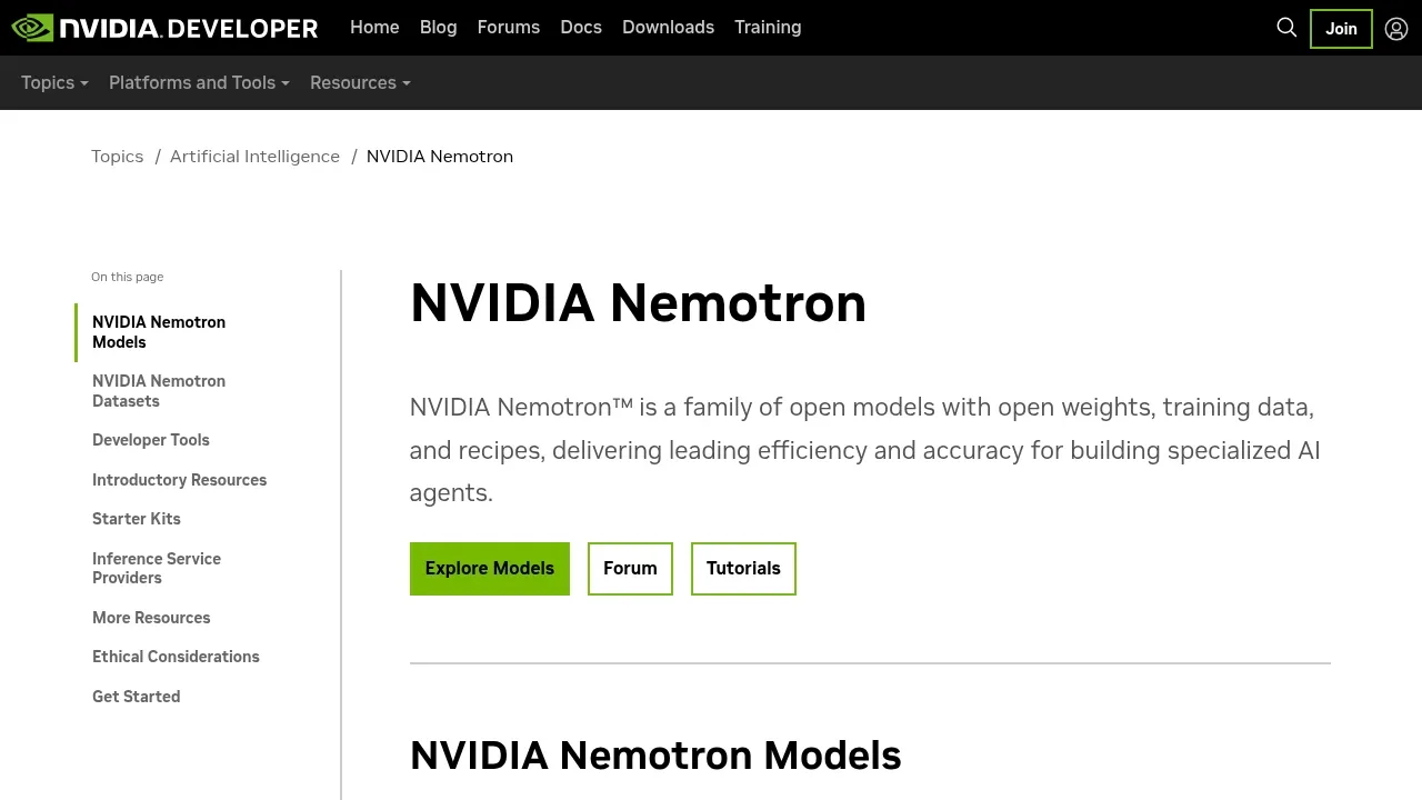 Screenshot of Nemotron website