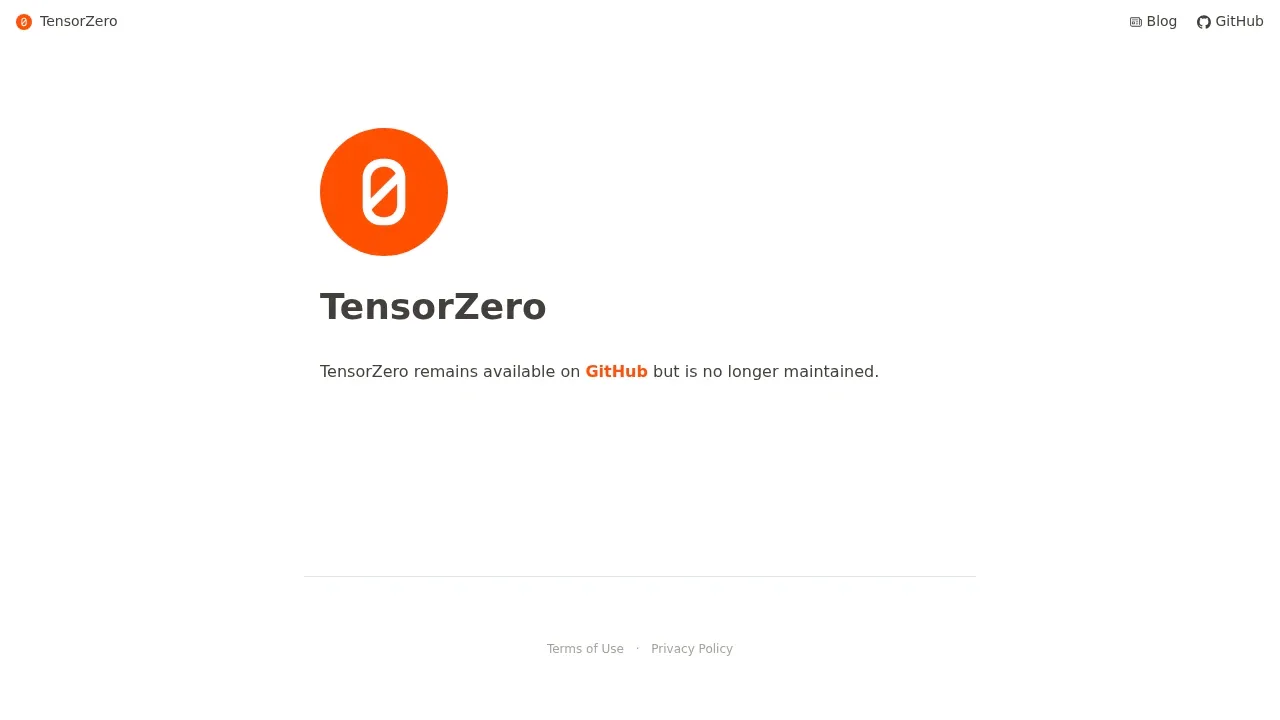 Screenshot of TensorZero website