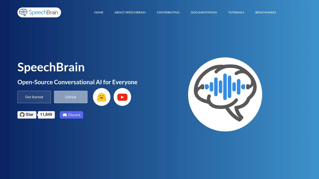 Screenshot of SpeechBrain website