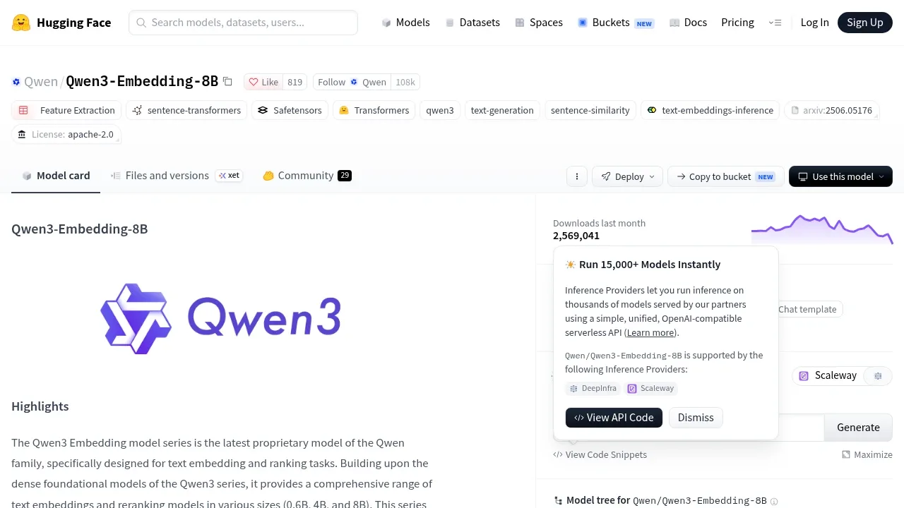 Screenshot of Qwen3-Embedding website