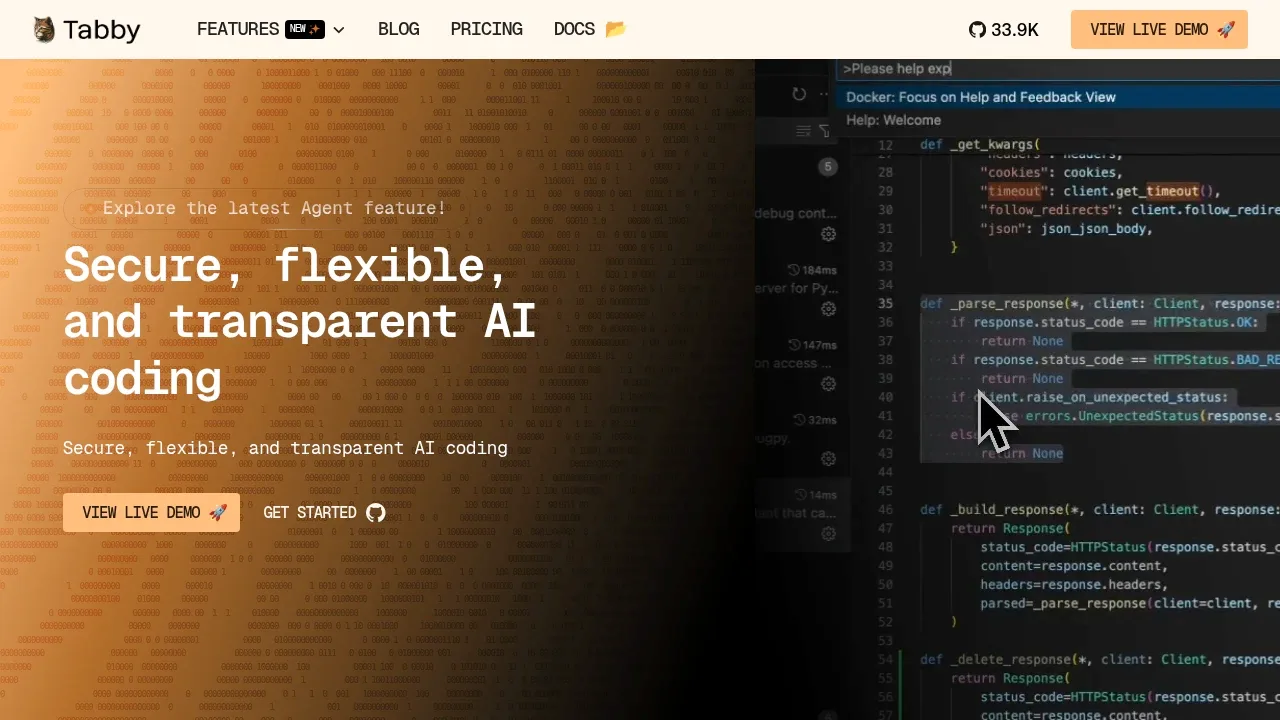 Screenshot of Tabby website