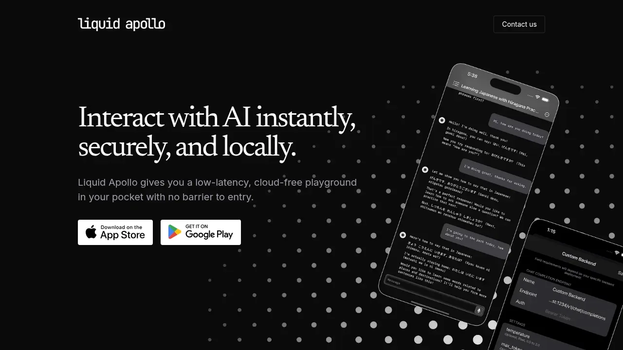 Screenshot of Liquid Apollo website