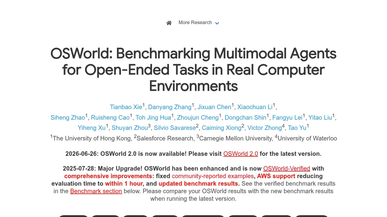 Screenshot of OSWorld website
