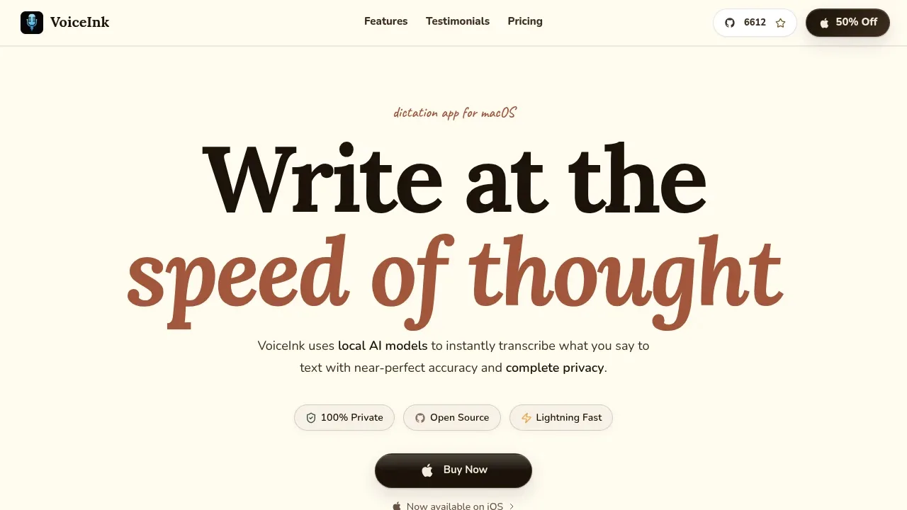 Screenshot of VoiceInk website
