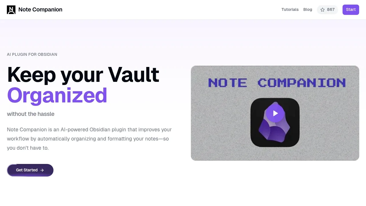 Screenshot of Note Companion website
