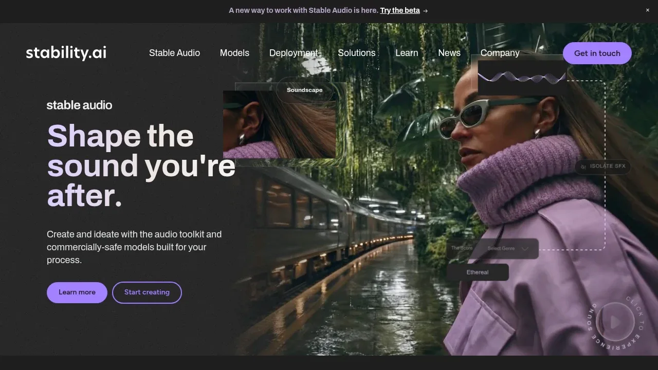 Screenshot of Stable Video Diffusion website