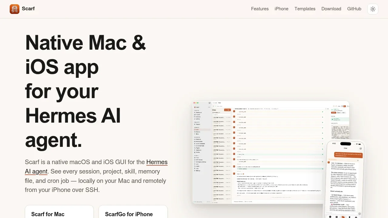 Screenshot of Scarf website