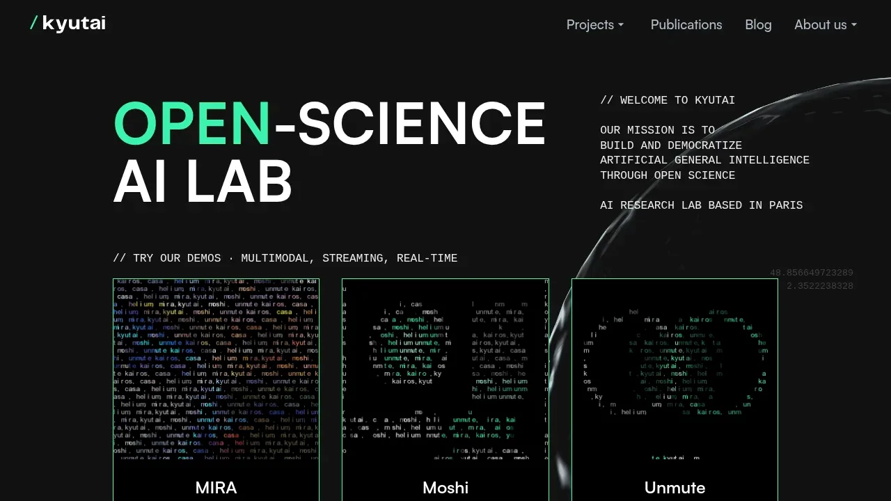 Screenshot of Moshi website