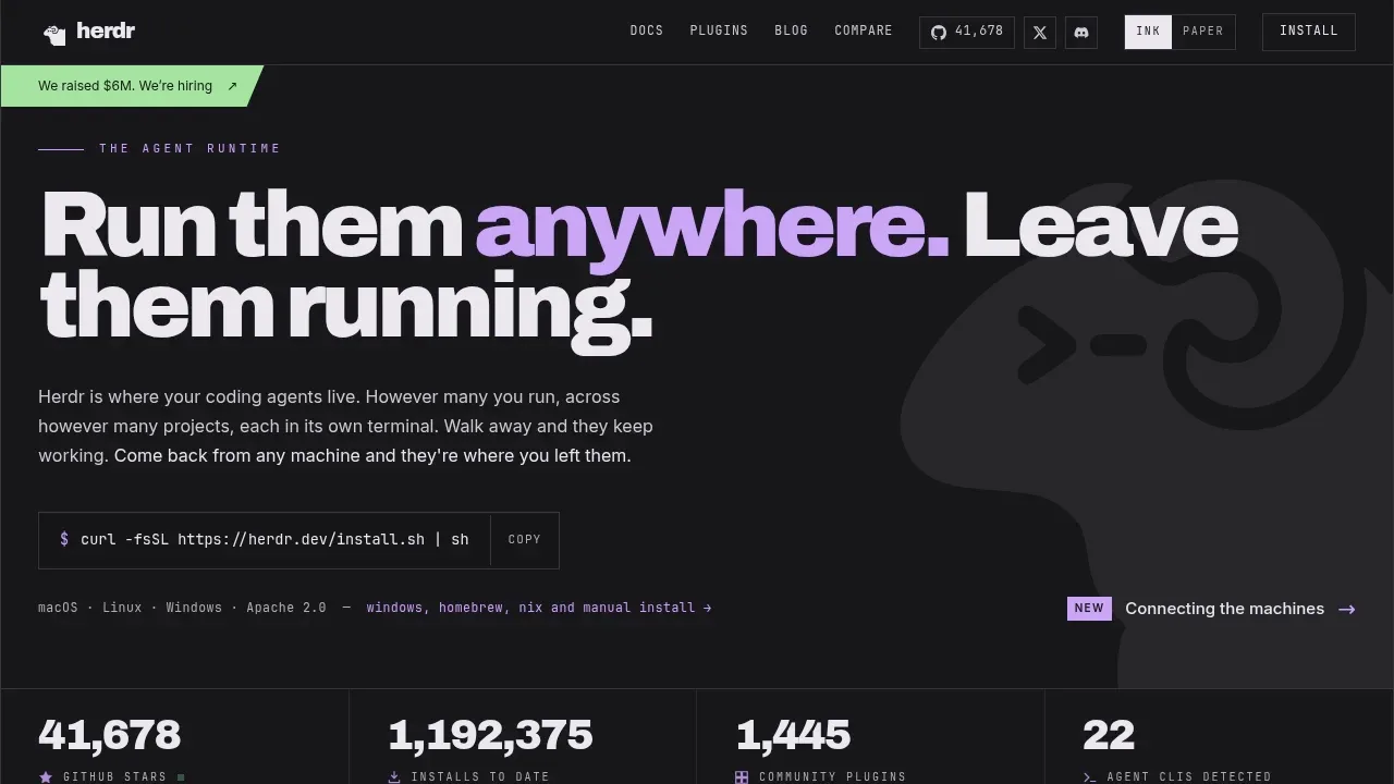 Screenshot of Herdr website