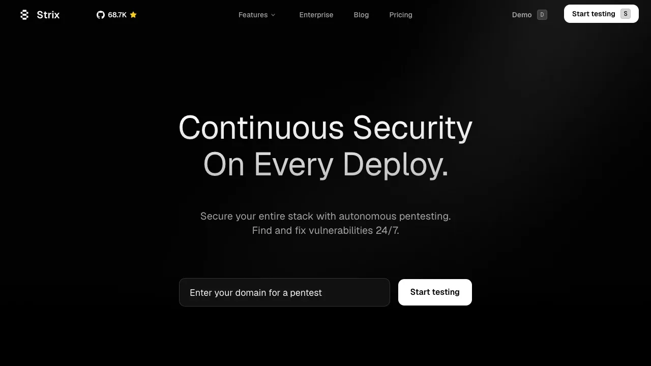 Screenshot of Strix website
