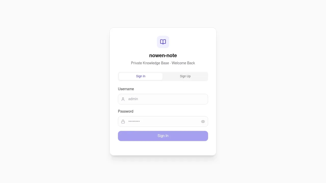 Screenshot of Nowen Note website