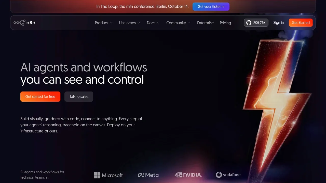 Screenshot of n8n website