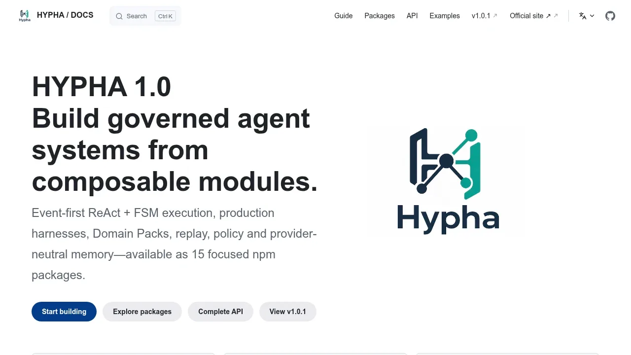 Screenshot of Hypha website