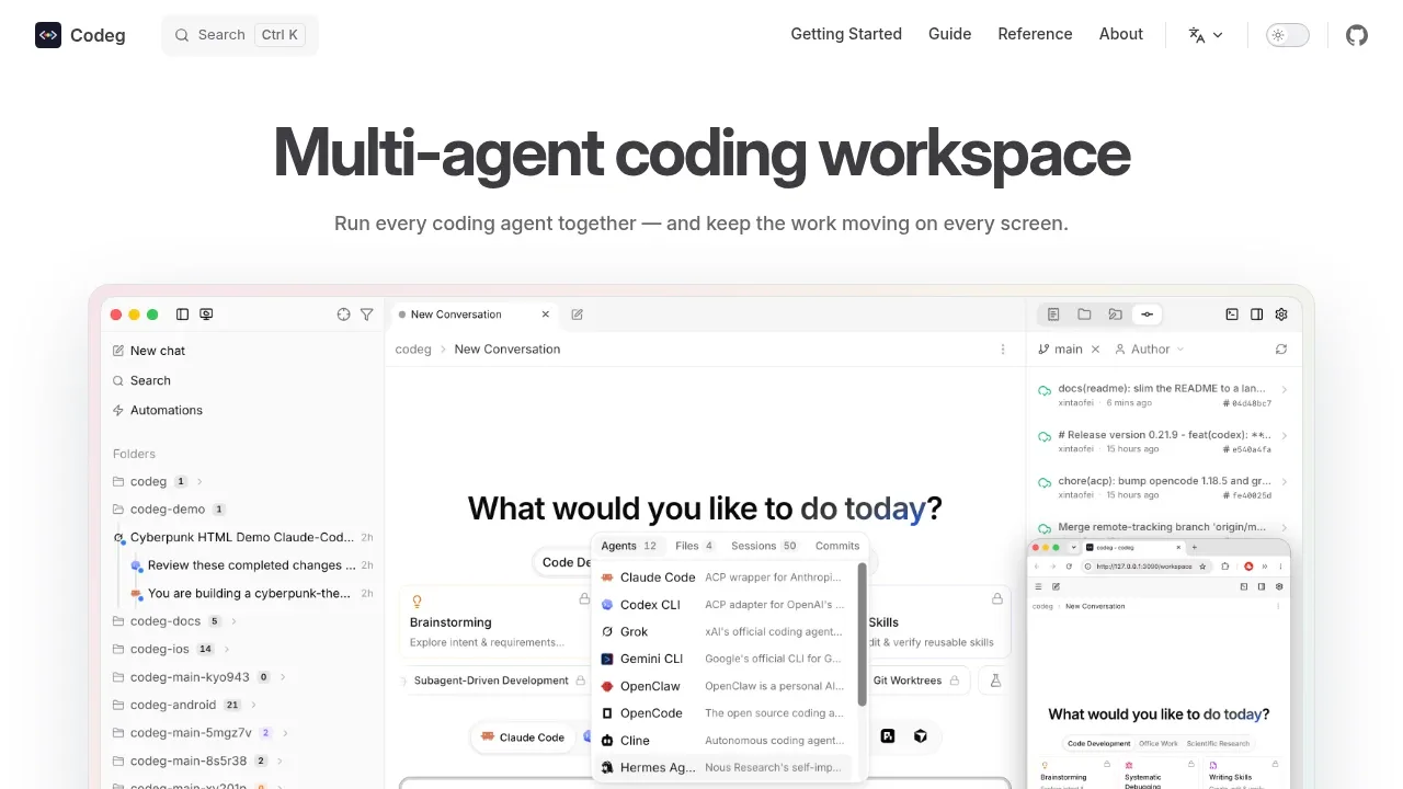 Screenshot of Codeg website