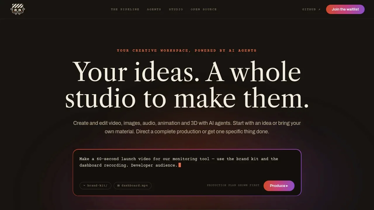 Screenshot of OpenMontage website
