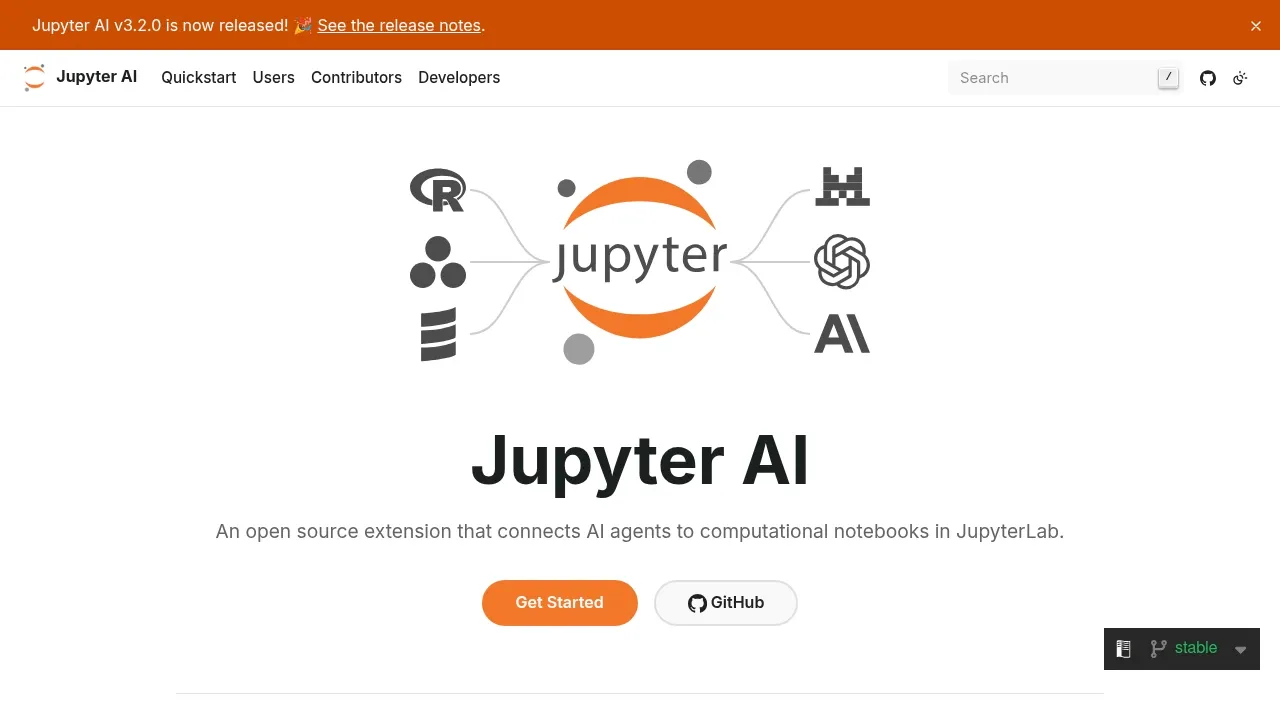 Screenshot of Jupyter AI website
