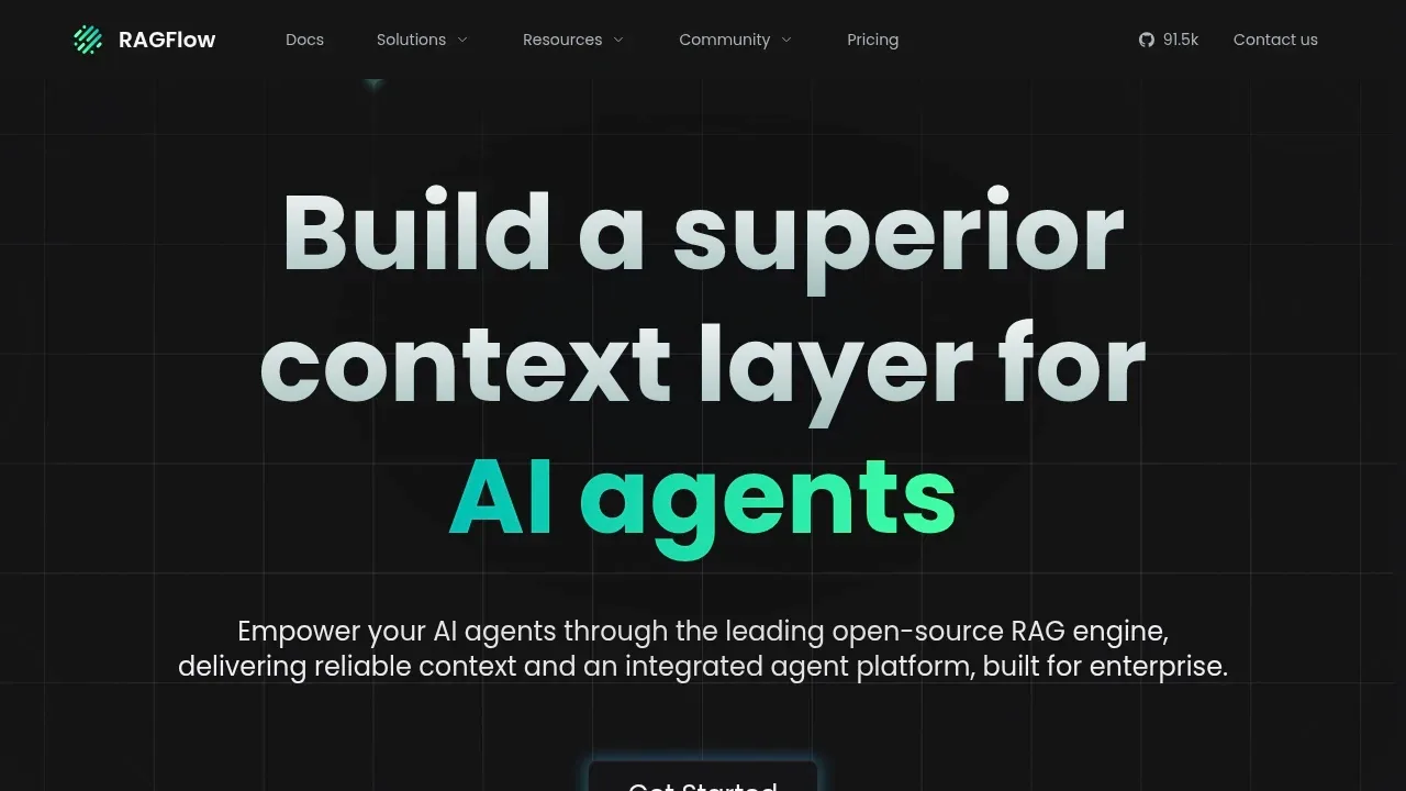 Screenshot of RAGFlow website