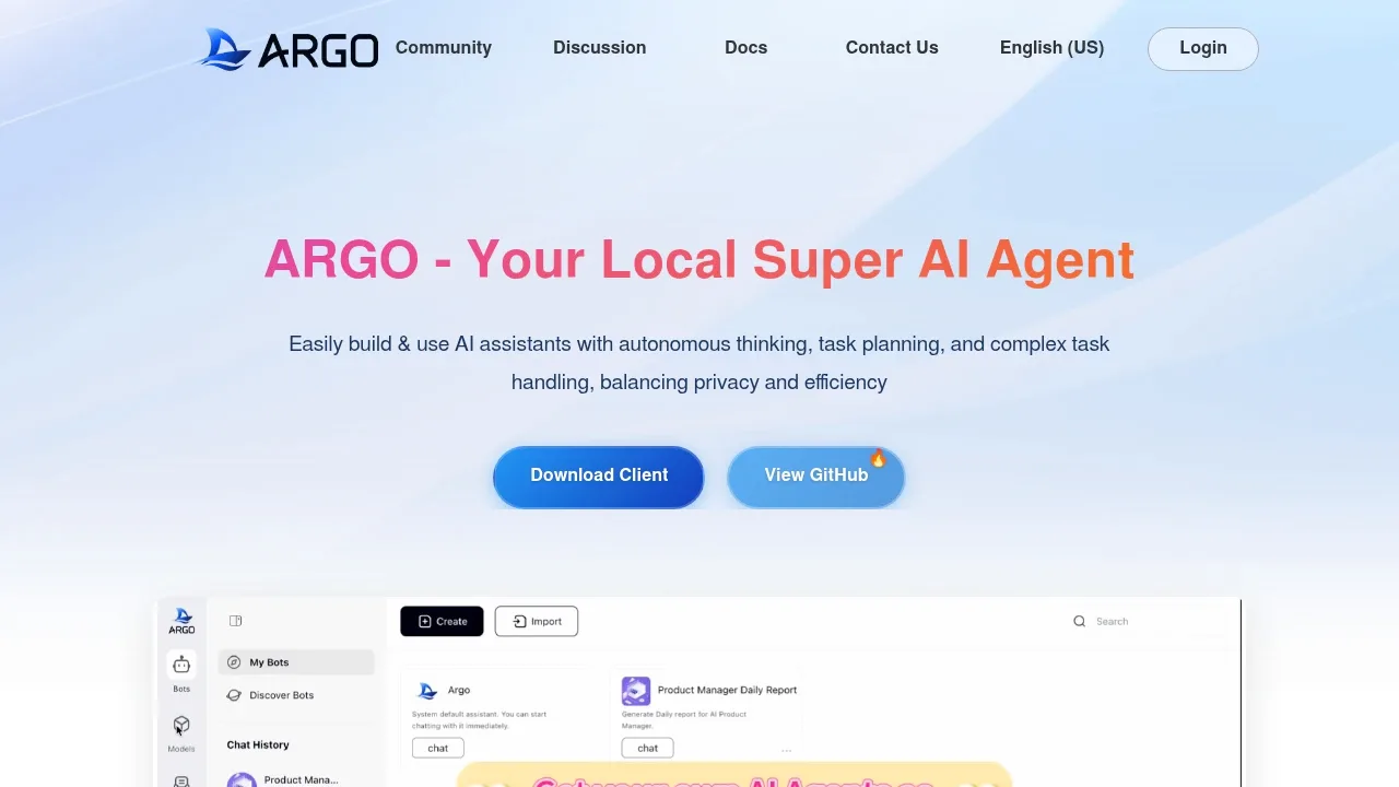 Screenshot of ARGO website
