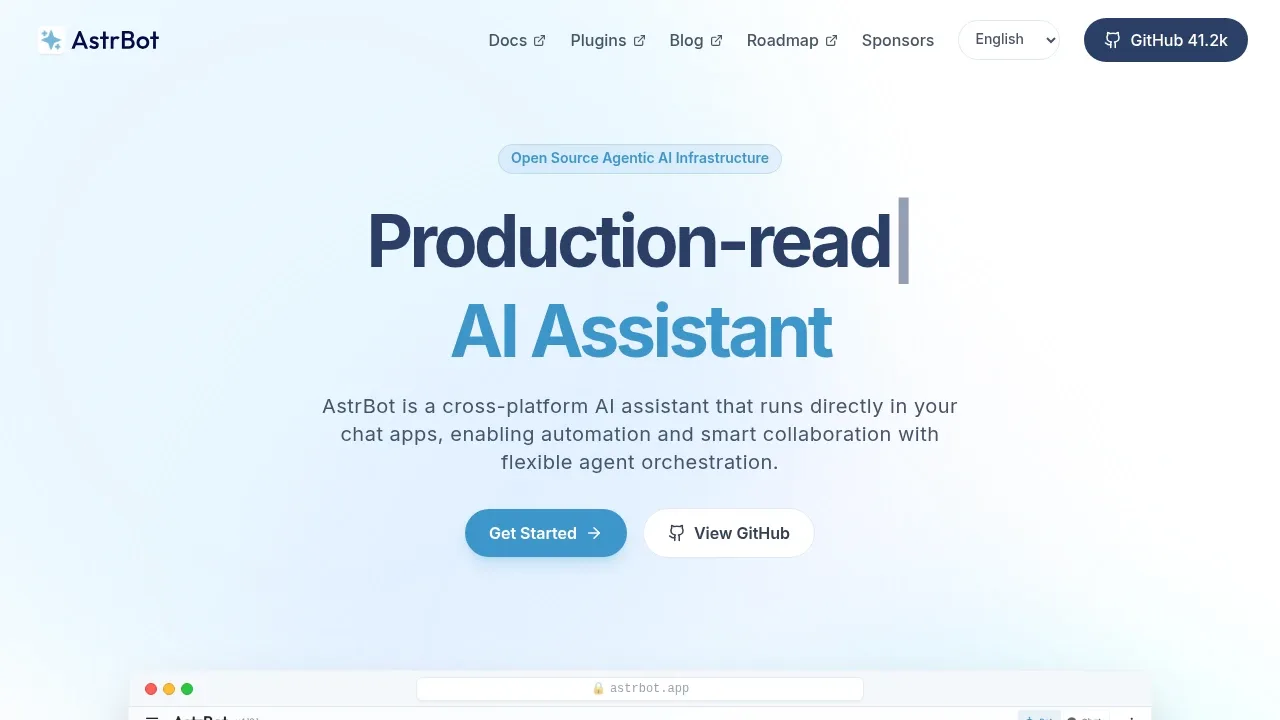 Screenshot of AstrBot website