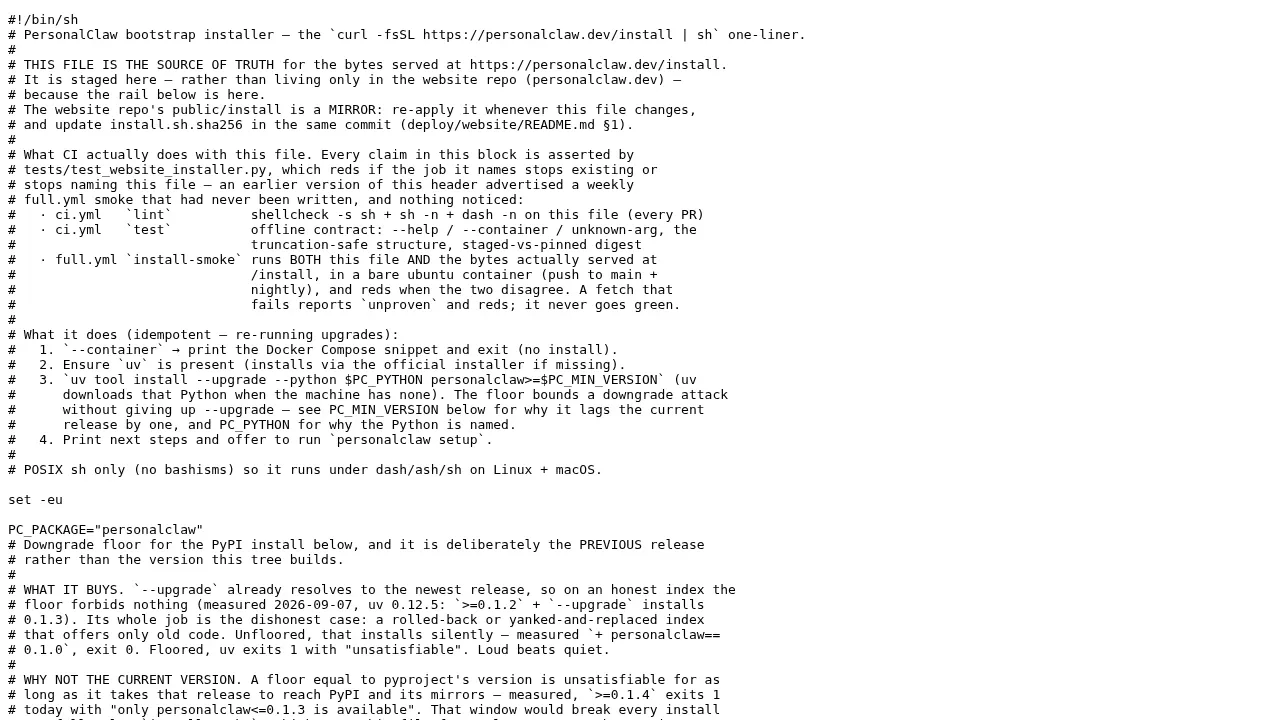 Screenshot of PersonalClaw website