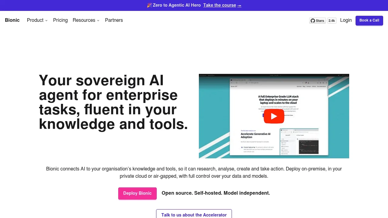 Screenshot of Bionic GPT website