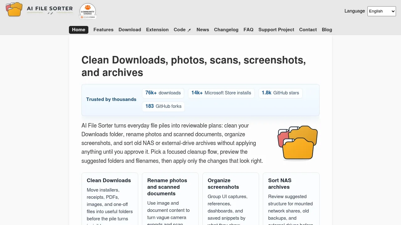 Screenshot of AI File Sorter website