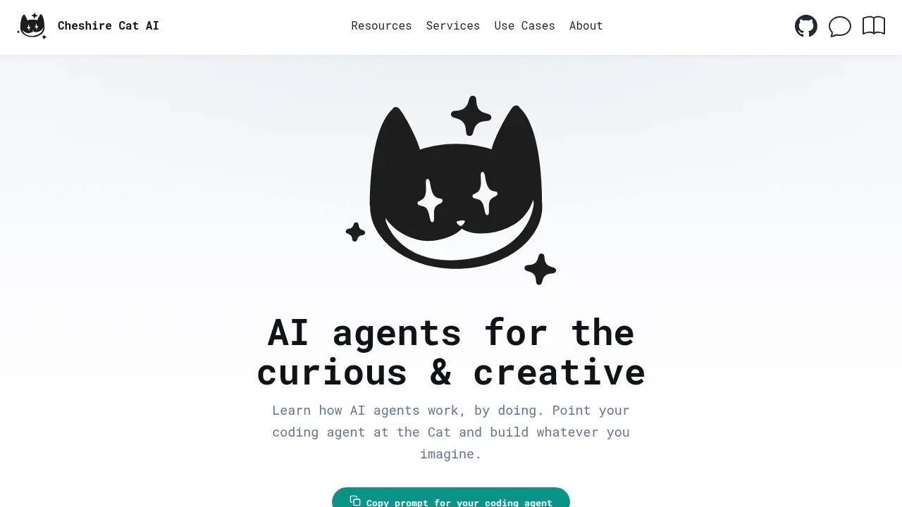 Screenshot of Cheshire Cat website