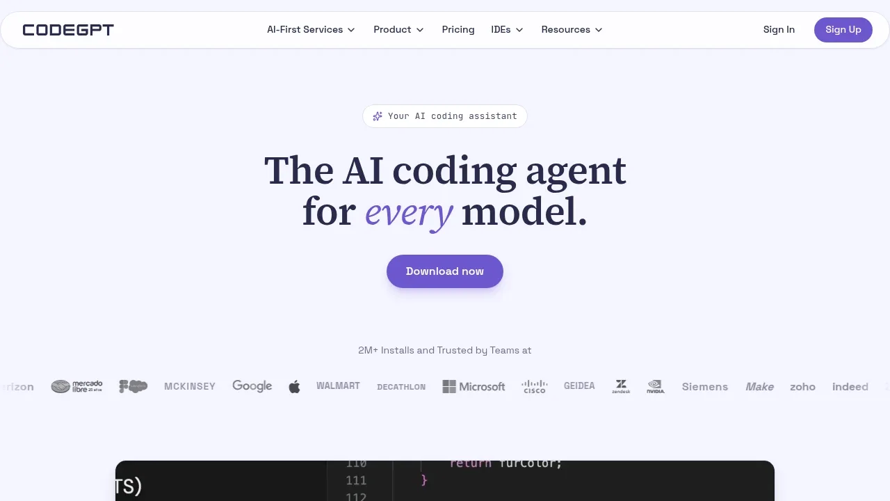 Screenshot of CodeGPT website