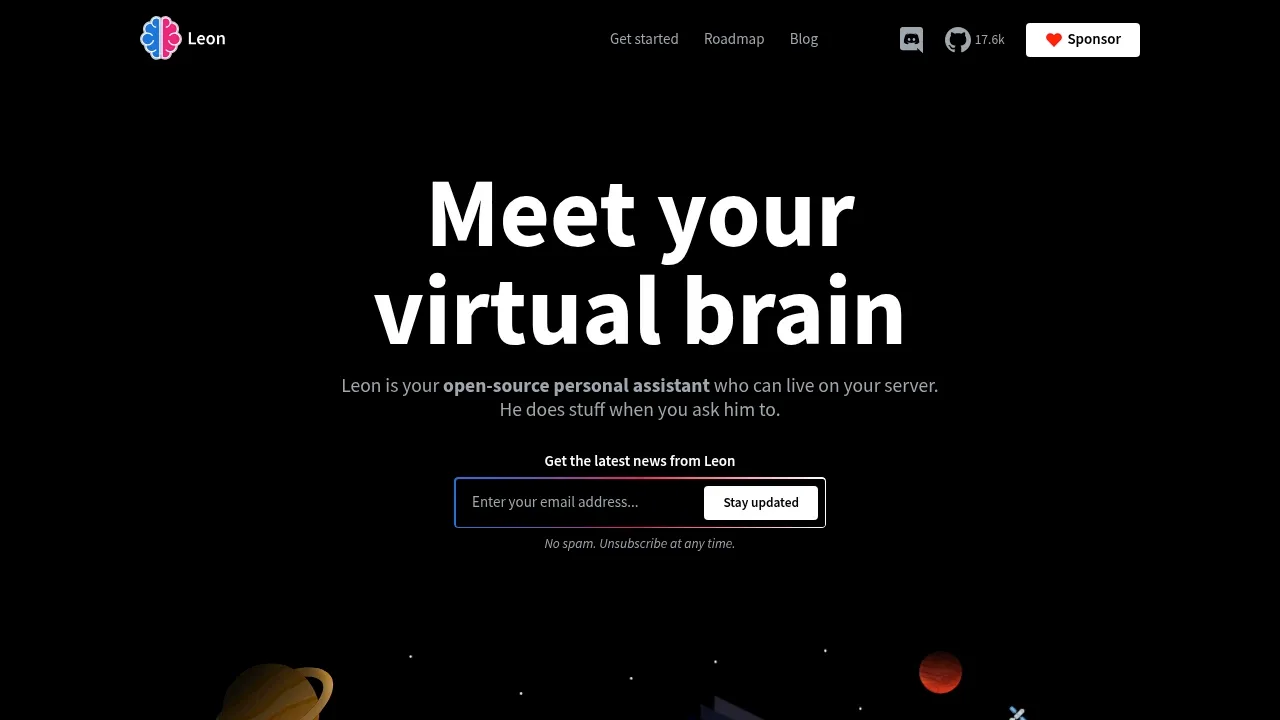 Screenshot of Leon website