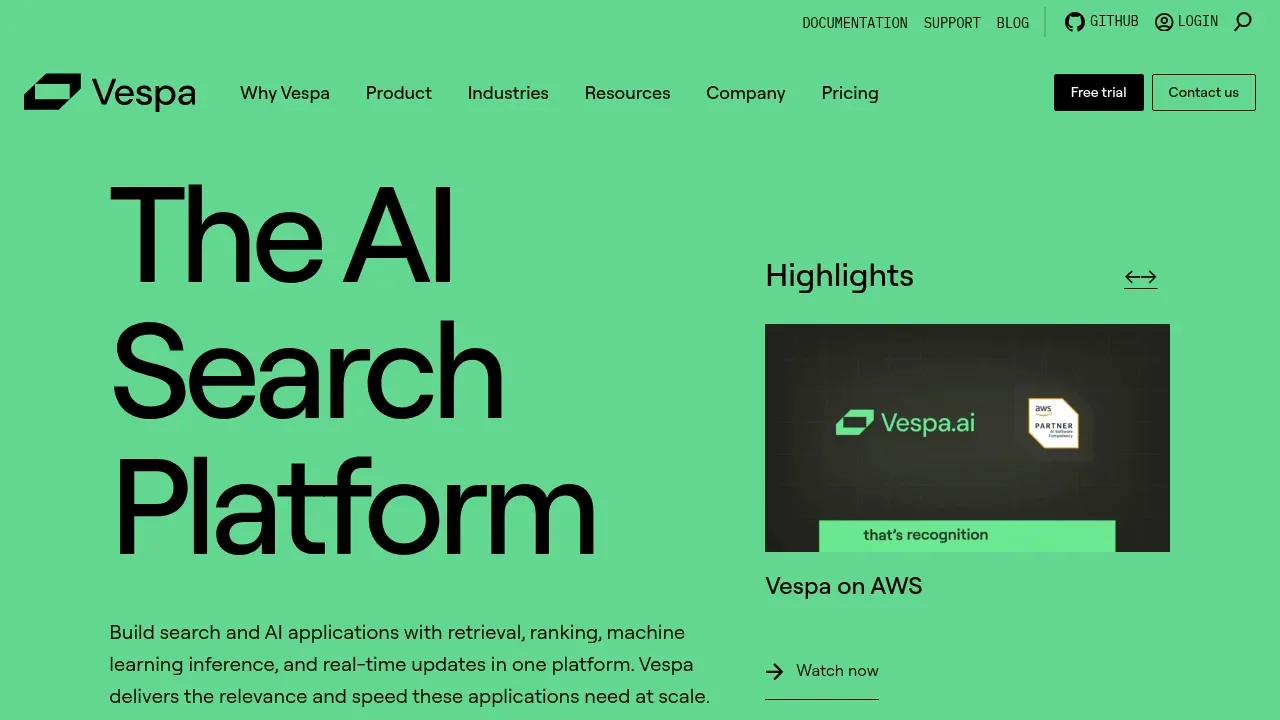 Screenshot of Vespa website